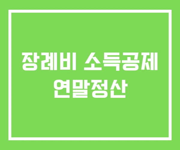 장례비 소득공제 연말정산