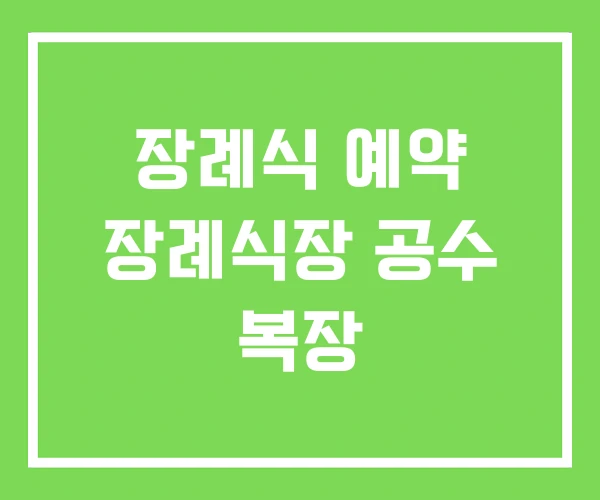 장례식 예약 장례식장 공수 복장