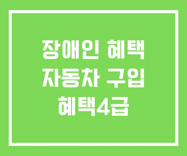 장애인 혜택 자동차 구입 혜택4급 장애인 혜택 자동차 구입 혜택4급