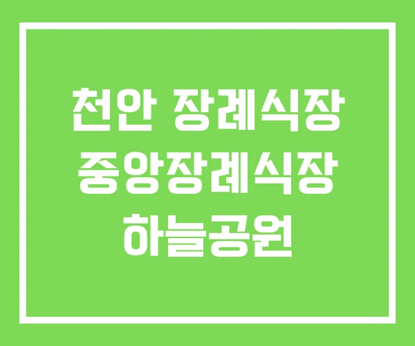 천안 장례식장 중앙장례식장 하늘공원