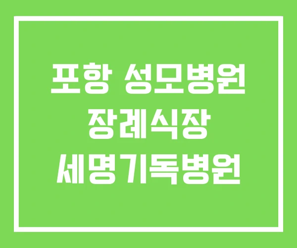 포항 성모병원 장례식장 세명기독병원