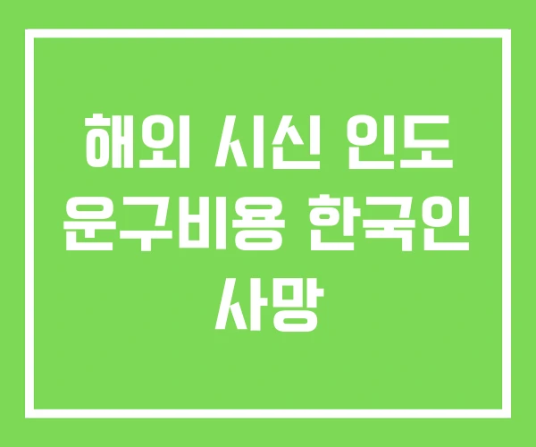 해외 시신 인도 운구비용 한국인 사망 해외 시신 인도 운구비용 한국인 사망