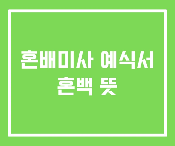 혼배미사 예식서 혼백 뜻