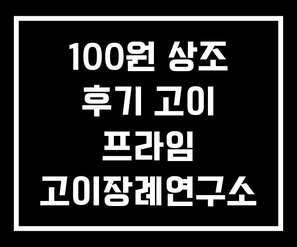 100원 상조 후기 고이 프라임 고이장례연구소