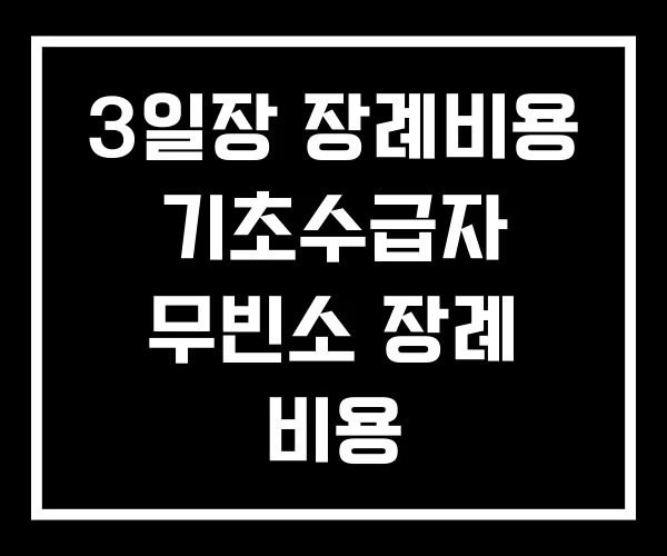 3일장 장례비용 기초수급자 무빈소 장례 비용