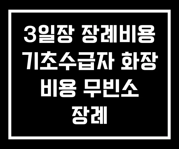 3일장 장례비용 기초수급자 화장 비용 무빈소 장례