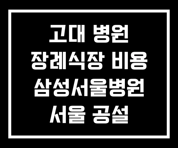 고대 병원 장례식장 비용 삼성서울병원 서울 공설