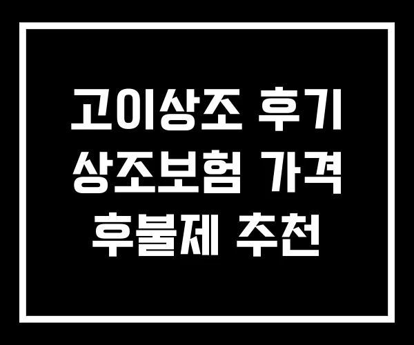 고이상조 후기 상조보험 가격 후불제 추천