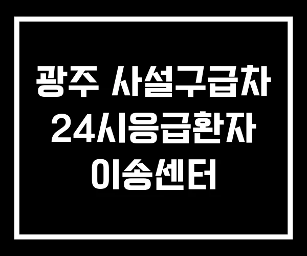 광주 사설구급차 24시응급환자 이송센터 광주 사설구급차 24시응급환자 이송센터
