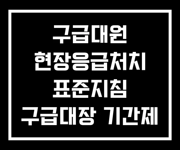 구급대원 현장응급처치 표준지침 구급대장 기간제 구급대원 현장응급처치 표준지침 구급대장 기간제