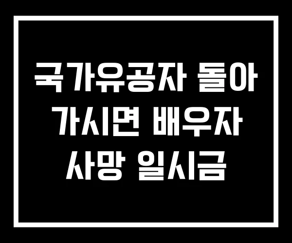 국가유공자 돌아 가시면 배우자 사망 일시금 국가유공자 돌아 가시면 배우자 사망 일시금