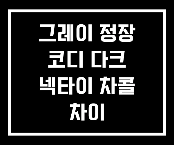 그레이 정장 코디 다크 넥타이 차콜 차이