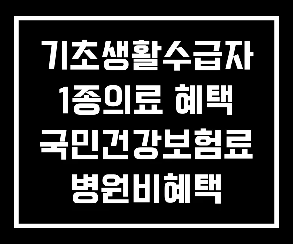 기초생활수급자 1종의료 혜택 국민건강보험료 병원비혜택