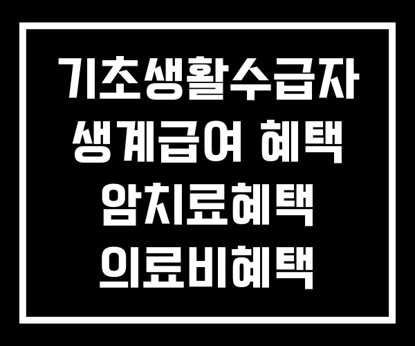 기초생활수급자 생계급여 혜택 암치료혜택 의료비혜택