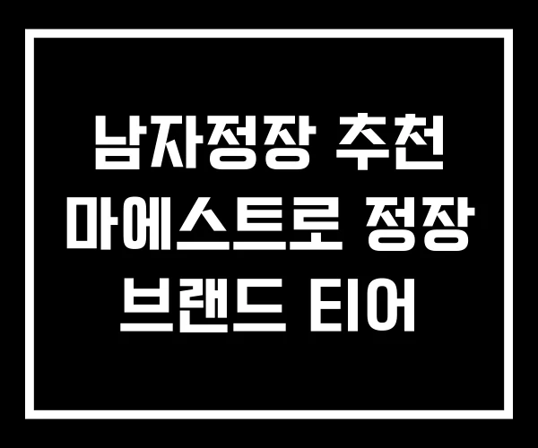 남자정장 추천 마에스트로 정장 브랜드 티어