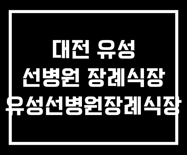 대전 유성 선병원 장례식장 유성선병원장례식장