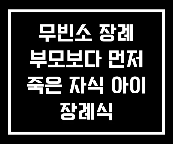 무빈소 장례 부모보다 먼저 죽은 자식 아이 장례식
