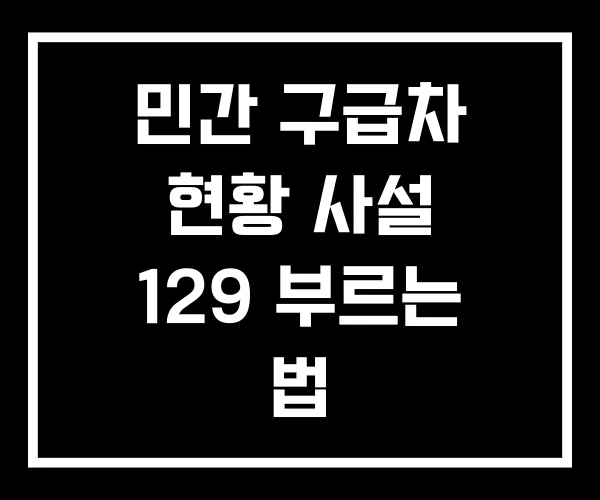 민간 구급차 현황 사설 129 부르는 법 민간 구급차 현황 사설 129 부르는 법