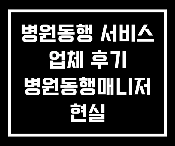 병원동행 서비스 업체 후기 병원동행매니저 현실