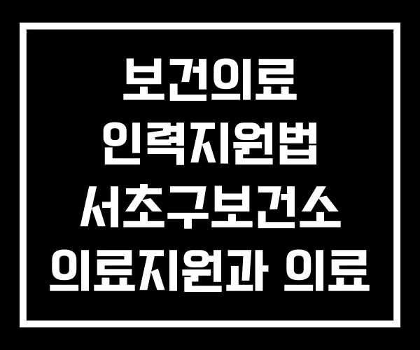 보건의료 인력지원법 서초구보건소 의료지원과 의료 지원금