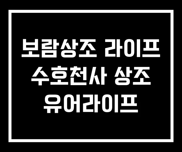 보람상조 라이프 수호천사 상조 유어라이프