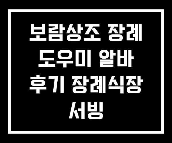 보람상조 장례 도우미 알바 후기 장례식장 서빙