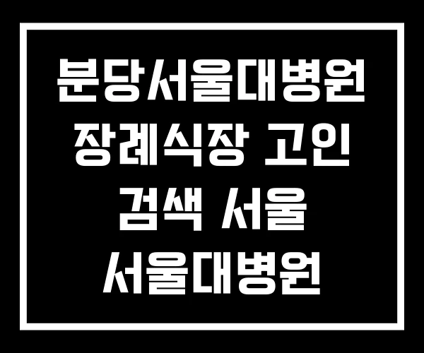 분당서울대병원 장례식장 고인 검색 서울 서울대병원