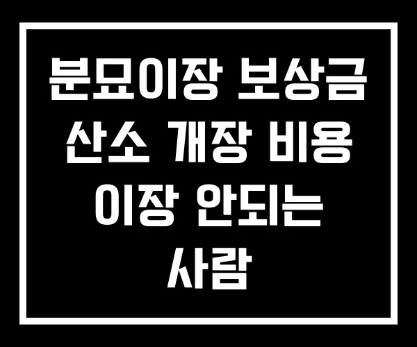 분묘이장 보상금 산소 개장 비용 이장 안되는 사람