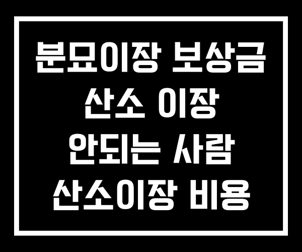 분묘이장 보상금 산소 이장 안되는 사람 산소이장 비용