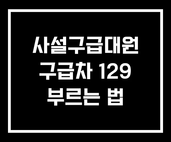 사설구급대원 구급차 129 부르는 법