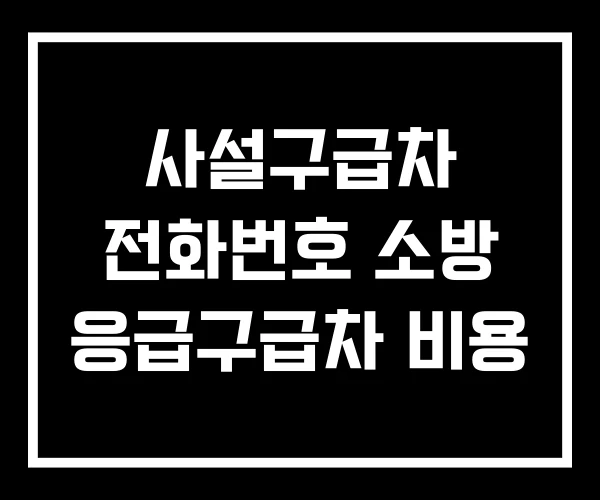 사설구급차 전화번호 소방 응급구급차 비용