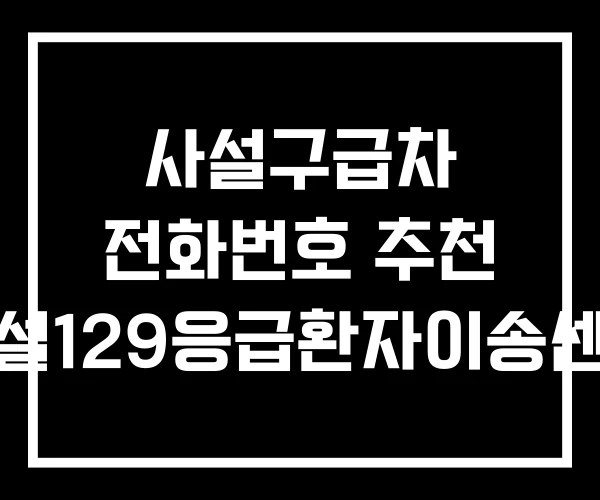 사설구급차 전화번호 추천 사설129응급환자이송센터