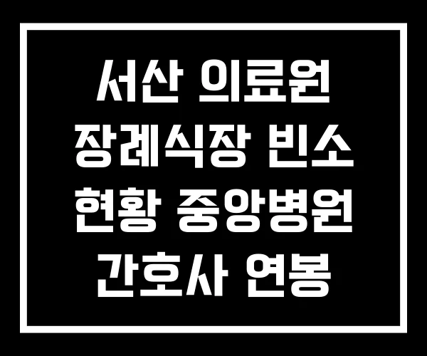 서산 의료원 장례식장 빈소 현황 중앙병원 간호사 연봉
