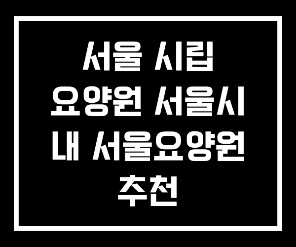서울 시립 요양원 서울시 내 서울요양원 추천 서울 시립 요양원 서울시 내 서울요양원 추천