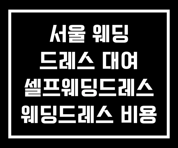 서울 웨딩 드레스 대여 셀프웨딩드레스 웨딩드레스 비용