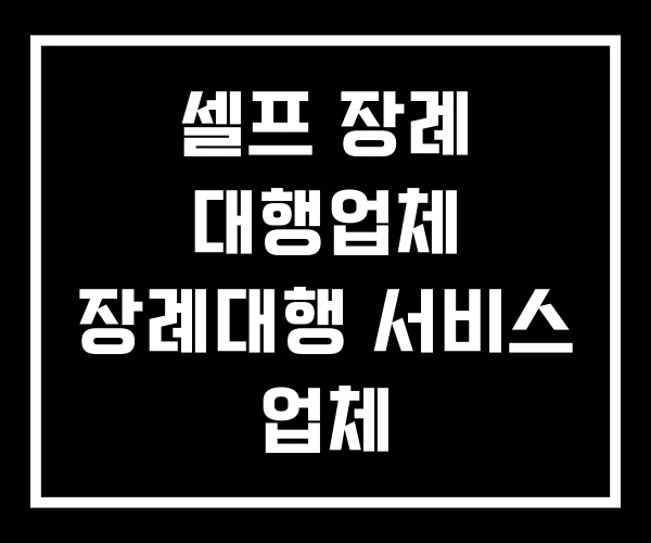 셀프 장례 대행업체 장례대행 서비스 업체