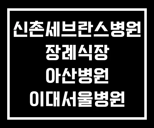 신촌세브란스병원 장례식장 아산병원 이대서울병원 신촌세브란스병원 장례식장 아산병원 이대서울병원