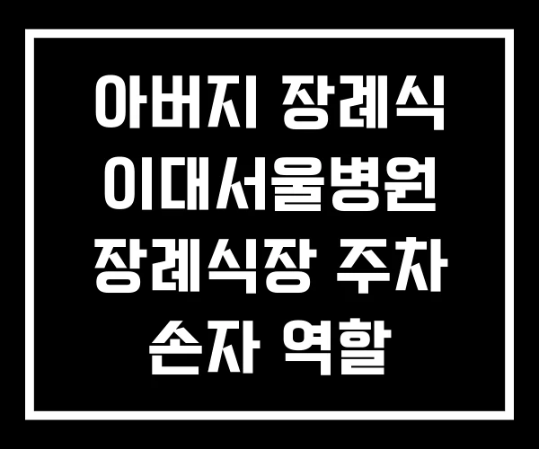아버지 장례식 이대서울병원 장례식장 주차 손자 역할 아버지 장례식 이대서울병원 장례식장 주차 손자 역할