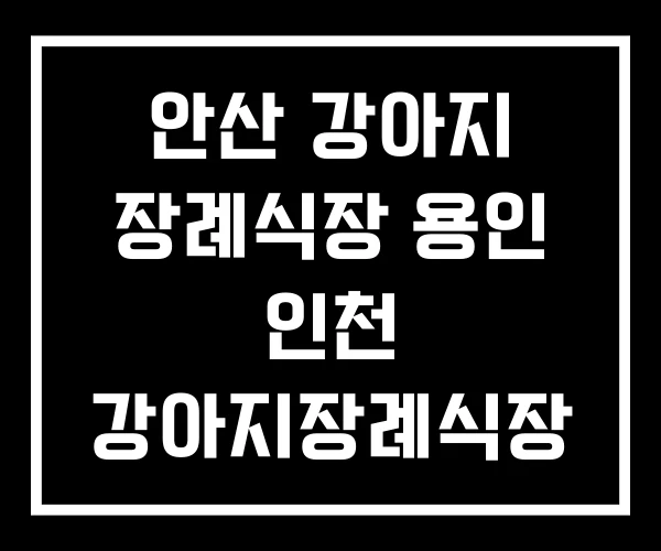 안산 강아지 장례식장 용인 인천 강아지장례식장