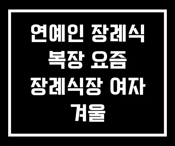 연예인 장례식 복장 요즘 장례식장 여자 겨울