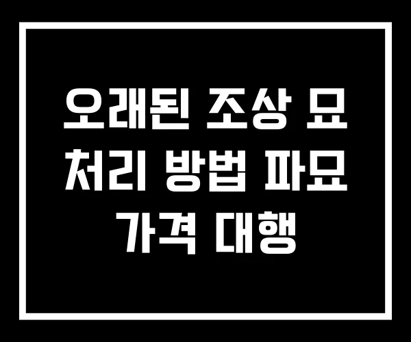 오래된 조상 묘 처리 방법 파묘 가격 대행