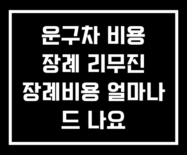운구차 비용 장례 리무진 장례비용 얼마나 드 나요