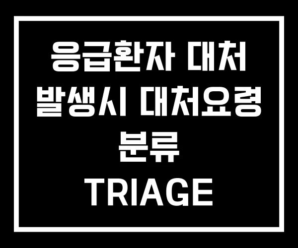 응급환자 대처 발생시 대처요령 분류 TRIAGE