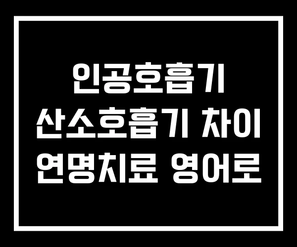 인공호흡기 산소호흡기 차이 연명치료 영어로 인공호흡기 산소호흡기 차이 연명치료 영어로