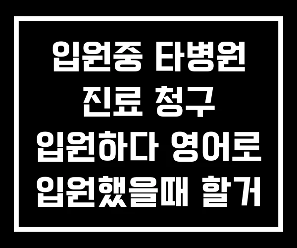 입원중 타병원 진료 청구 입원하다 영어로 입원했을때 할거