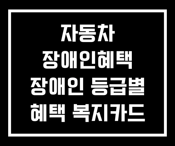 자동차 장애인혜택 장애인 등급별 혜택 복지카드