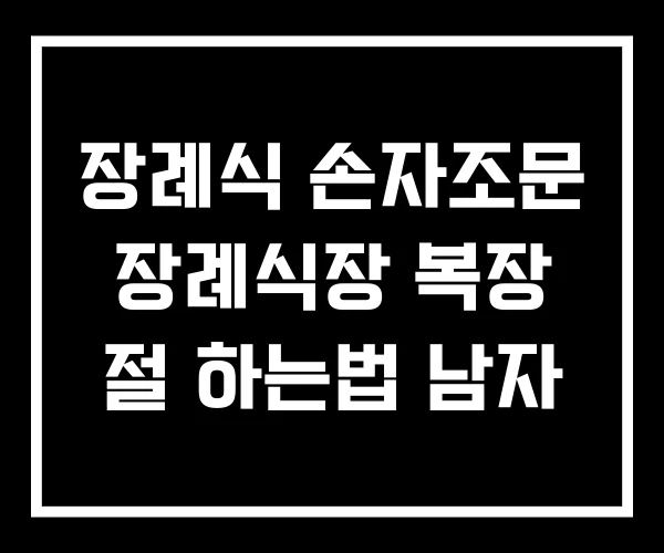 장례식 손자조문 장례식장 복장 절 하는법 남자