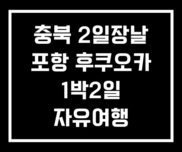 충북 2일장날 포항 후쿠오카 1박2일 자유여행