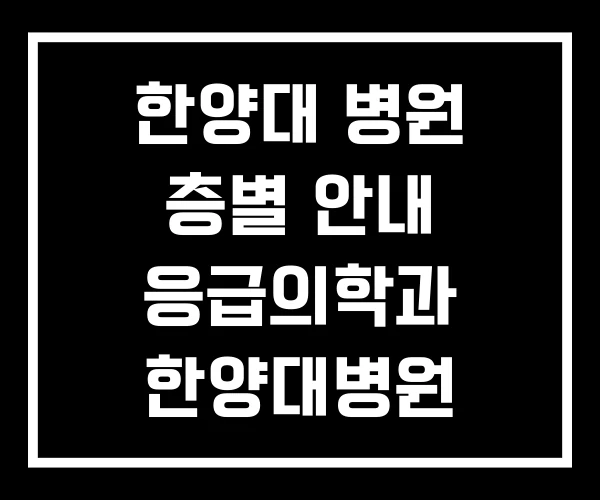 한양대 병원 층별 안내 응급의학과 한양대병원 응급실 한양대 병원 층별 안내 응급의학과 한양대병원 응급실